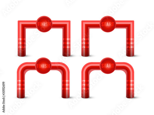 Inflatable Arch Set Isolated Vector. Place For Sponsors Advertising. Archway, Suitable For Sport Event. Marathon Racing Concept. Vector Illustration.
