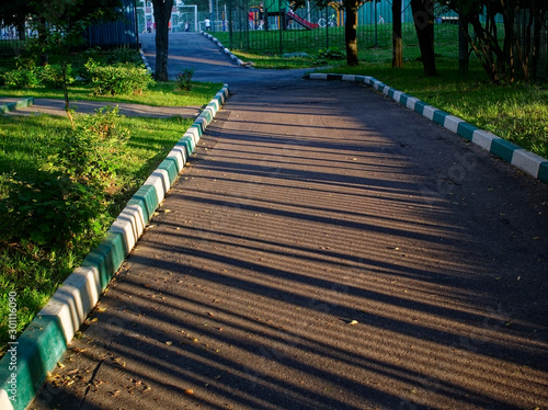 sunlight from the trees in the Park in summer, Moscow.