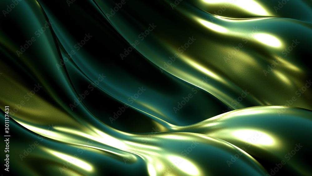 Fototapeta premium Luksusowe tło z metalową draperią. Ilustracja, renderowanie 3d.