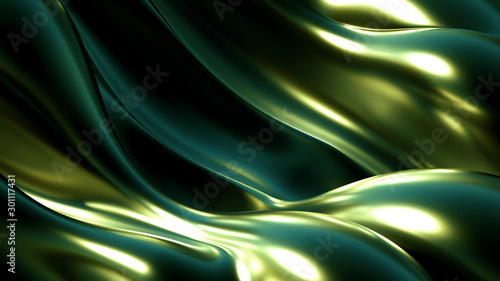 Luxury background with metal drapery fabric. 3d illustration, 3d rendering.