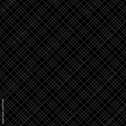 Abstract geometric background with diagonal square, line art style, black and grey color seamless pattern - Vector