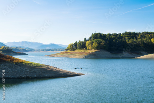 beautiful relax landscapes over the Pertusillo lake in val d'agri, basilicata