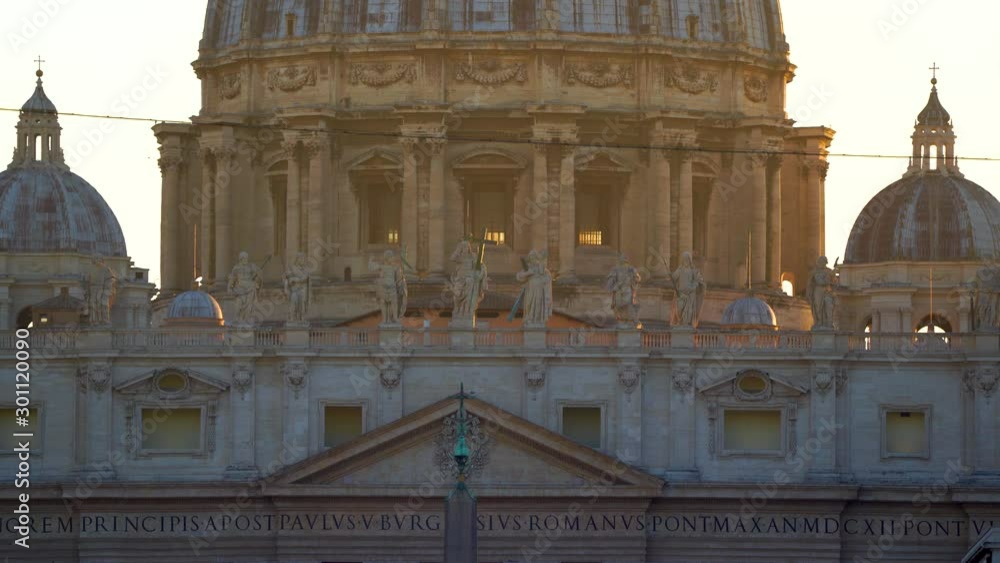 St. Peter's cathedral and its exterior elements in Vatican City in Rome, Italy in 4k St. Peter's cathedral and its exterior elements in Vatican City in Rome, Italy in 4k
