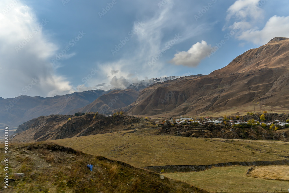 Road and nature view from Tbilisi to Kazbegi by private car , October 19, 2019, Kazbegi, Republic of Gerogia