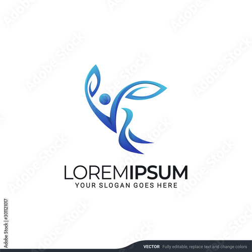 Modern people logo gather with abstract style. Vector illustration.