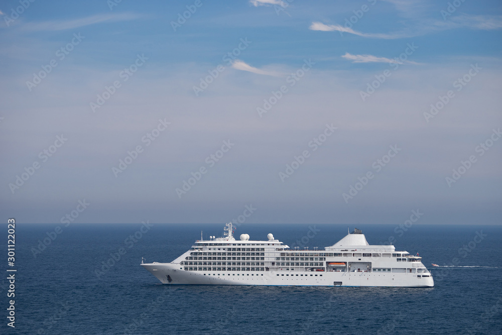 Cruise Ship at Sea. Passenger cruise ship at sea during sunny day