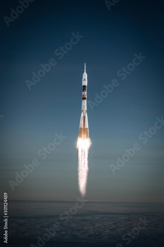 Dramatic rocket launch. The elements of this image furnished by NASA.
