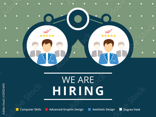 Business hiring and recruiting concept banner background. We are Hiring design template - Vector illustration