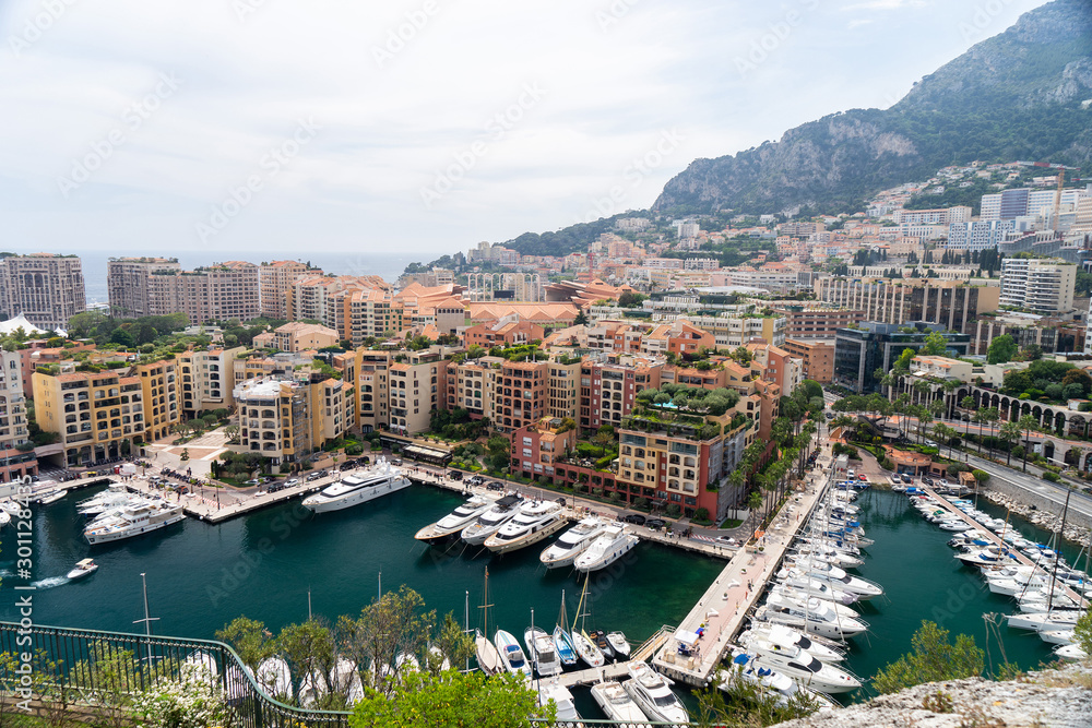 Precious apartments and harbor with luxury yachts in the bay,Monte Carlo,Monaco,Europe