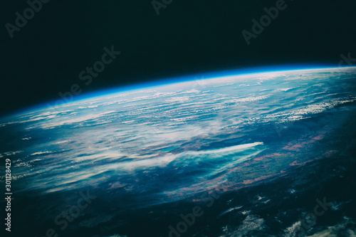 Blue earth, shot in distance. The elements of this image furnish