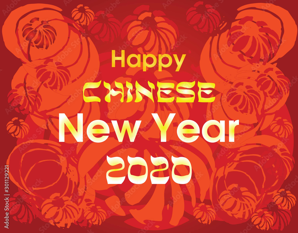 Happy Chinese 2020, red background, vector, illustration