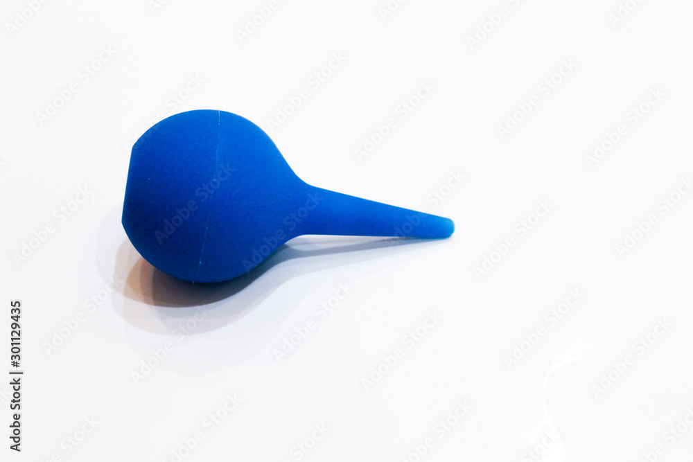 blue enema on white background blue enema on white background