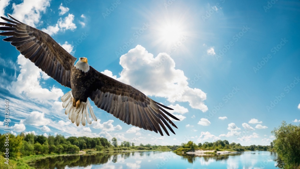 bird, eagle, flying, sky, fly, flight, wildlife, nature, animal, wings