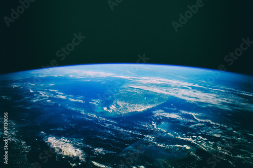 Fototapeta Naklejka Na Ścianę i Meble -  Earth and stars. Blue earth. Great for background.  The elements