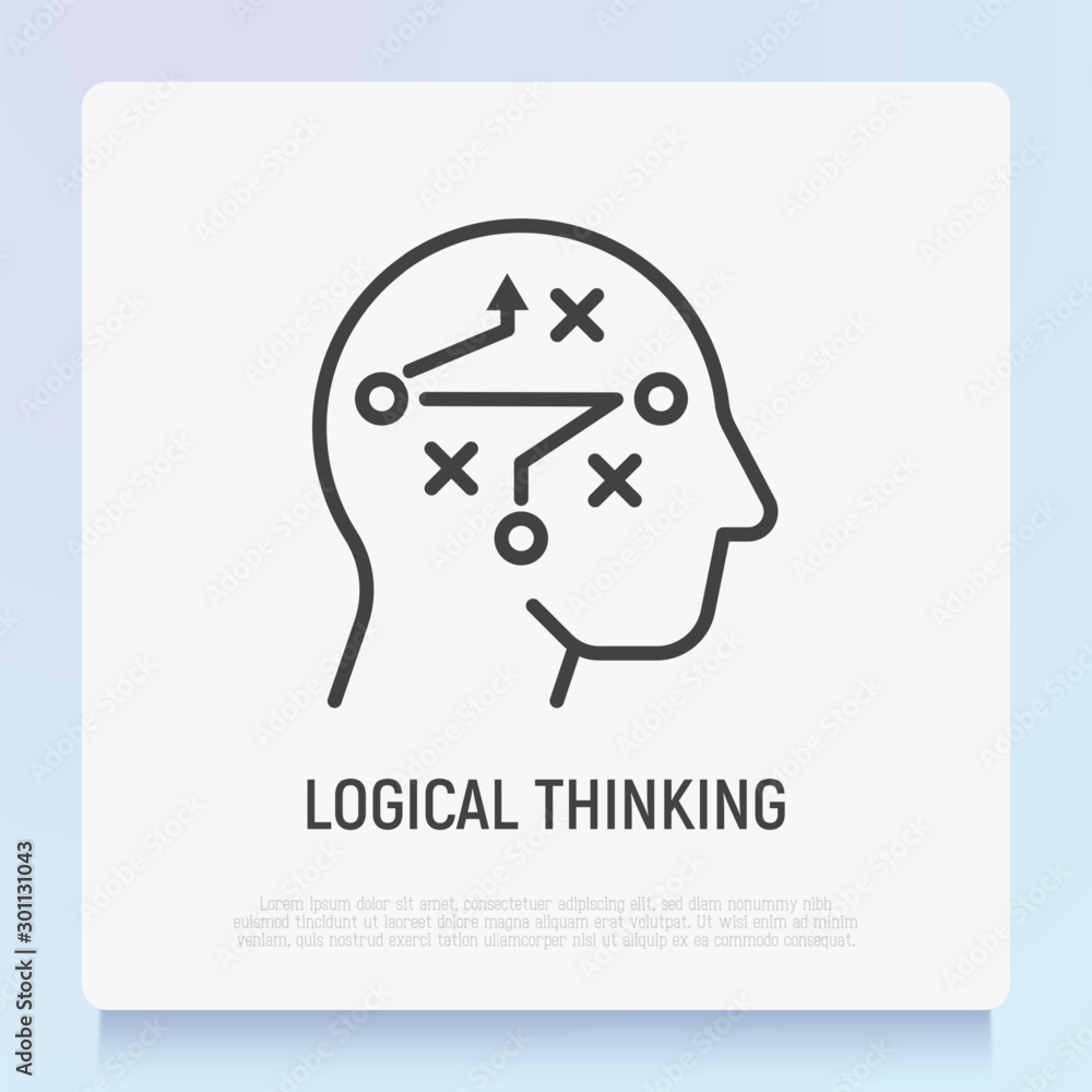 Logical thinking thin line icon. Strategic plan in human head. Modern ...