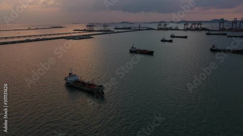 Wallpaper Mural Oil tanker ship of business logistic sea going ship, Crude oil tanker lpg ngv at industrial estate Thailand Group Oil tanker ship to Port of Singapore - import export .4K Torontodigital.ca