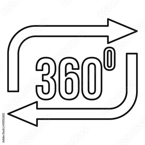 360 degrees simulation icon. Outline 360 degrees simulation vector icon for web design isolated on white background