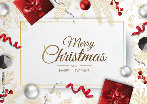 Christmas vector background. Xmas sale, holiday web banner.