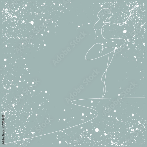 Christmas background with ballerina and tree, vector illustration