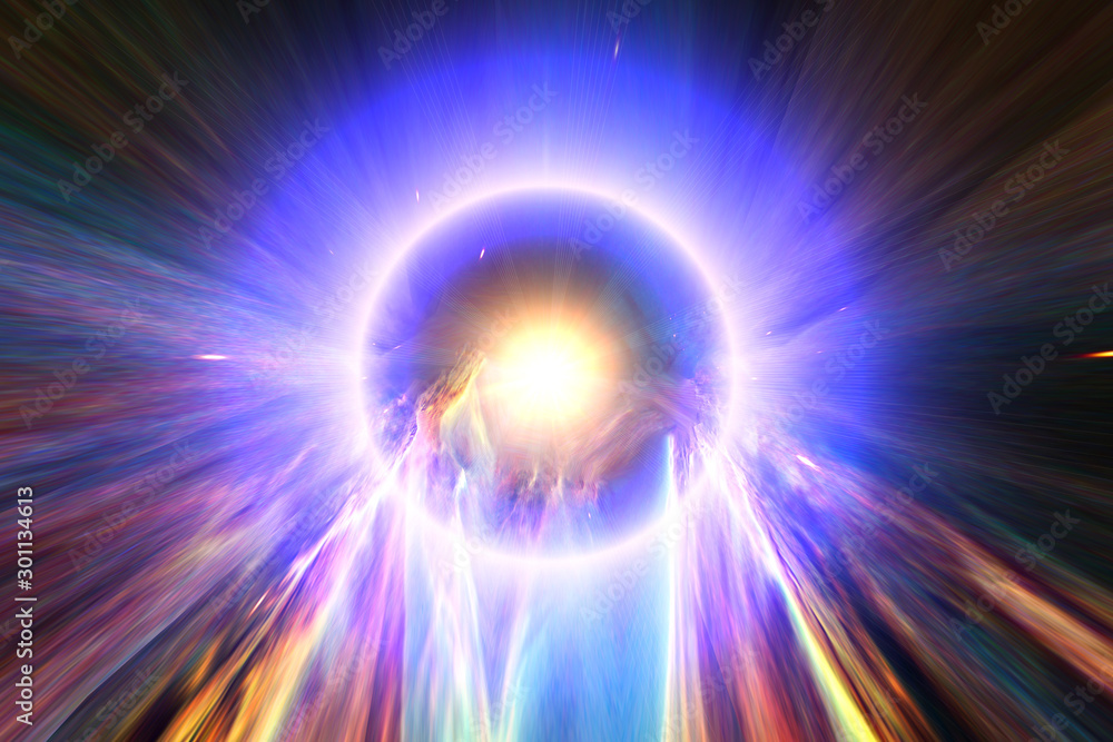 Obraz premium Big light ring in the center of universe. Splash. Big bang. The elements of this image furnished by NASA.