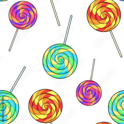 sucking a lollipop candy sweetness. illustration