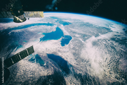 Fototapeta Naklejka Na Ścianę i Meble -  View of the earth from the cosmos. The elements of this image fu