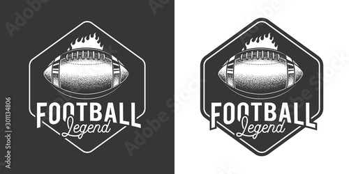 Original monochrome vector emblem of American football in retro style.