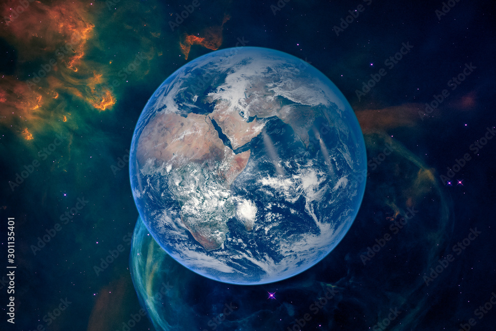 Abstract space background with earth. The elements of this image furnished by NASA.