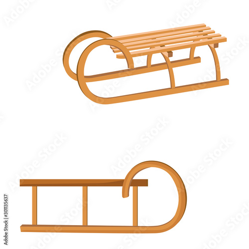 Sledge for children. Set. Vector illustration.