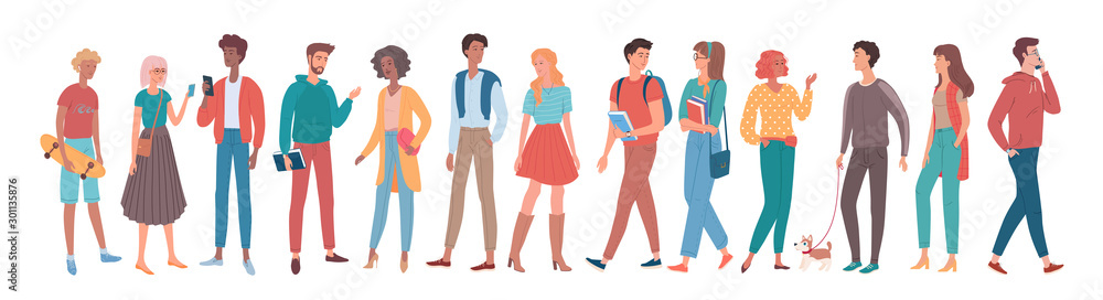 Young people group vector illustration