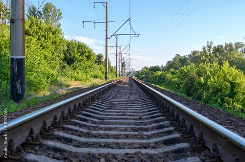 railway with electric poles