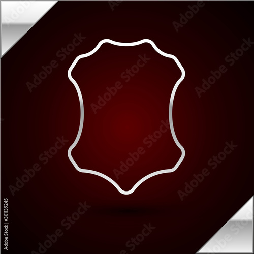 Silver line Leather icon isolated on dark red background. Vector Illustration