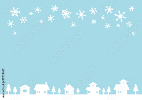 可愛いお家が並ぶのどかな冬の街並み【背景】 Stock Vector Adobe Stock