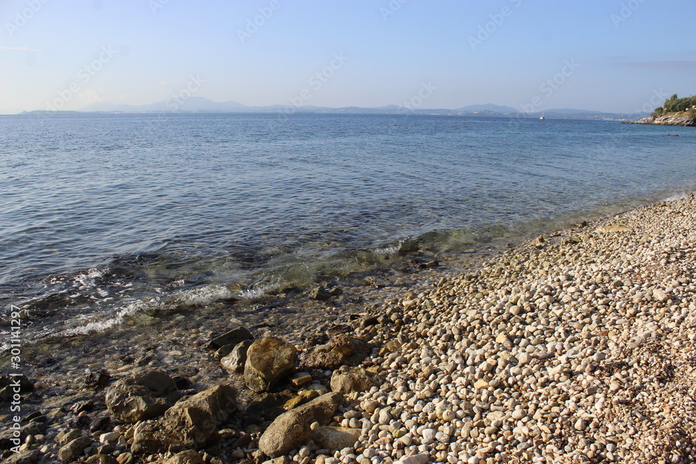 Strand Korfu Kieselsrand