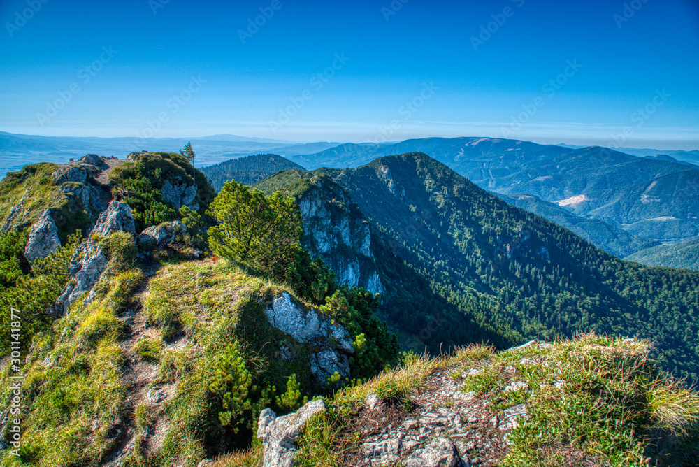 beautiful mountain range in the mountains summer on a small road between Zilina and Velky Krivan,