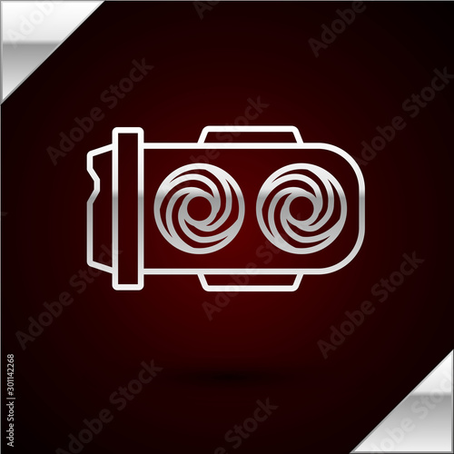 Silver line Mining farm icon isolated on dark red background. Cryptocurrency mining, blockchain technology, digital money market, cryptocoin wallet. Vector Illustration