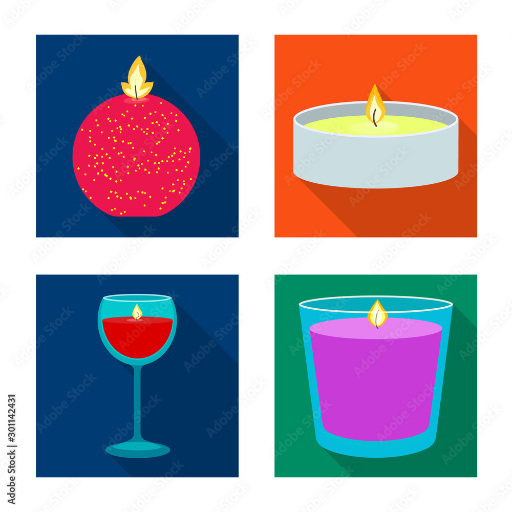Isolated object of candlelight and decoration sign. Set of candlelight and flame stock vector illustration. Isolated object of candlelight and decoration sign. Set of candlelight and flame stock vector illustration.