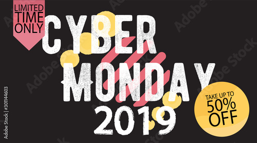Advertising sale in honor of Cyber Monday.Colorful vector banner as promotion of special offer of discounts to the event. Attractive online trading poster.