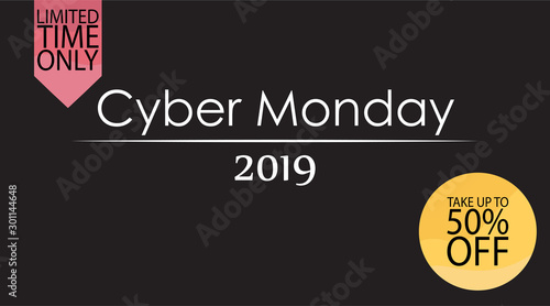 Advertising sale in honor of Cyber Monday.Colorful vector banner as promotion of special offer of discounts to the event. Attractive online trading poster.