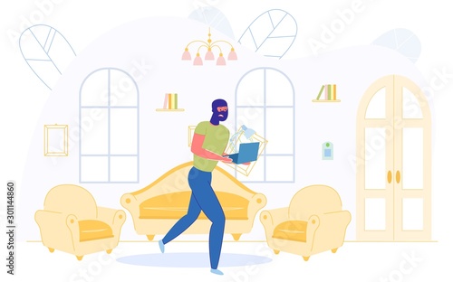 Advertising Banner, Criminal Steals Things, Flat.