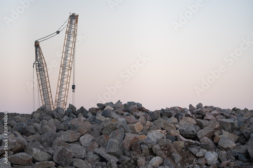 crane and rocks in sunset © Ilari