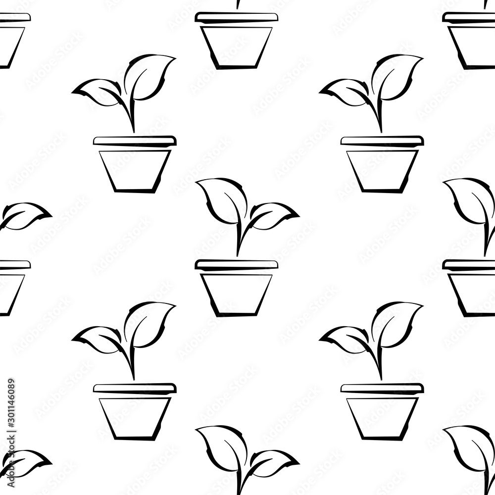 Plant Pot Icon Seamless Pattern Plant Pot Icon Seamless Pattern