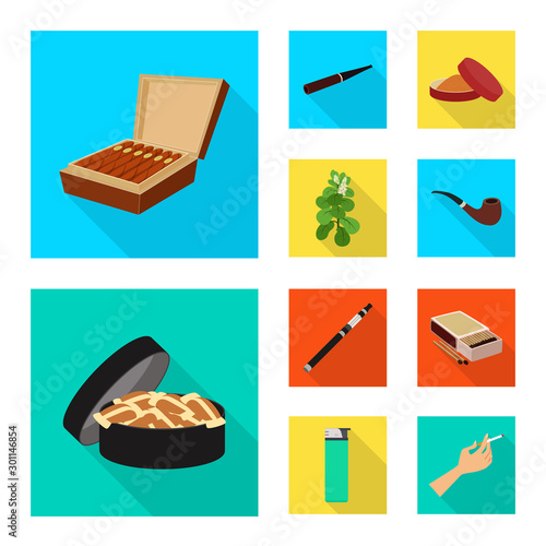 Isolated object of smoke and statistics logo. Collection of smoke and stop stock symbol for web.