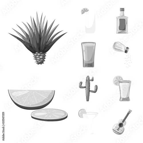 Vector design of fajita and fiesta symbol. Set of fajita and celebration vector icon for stock.