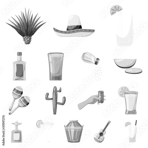 Vector illustration of fajita and fiesta icon. Collection of fajita and celebration vector icon for stock.