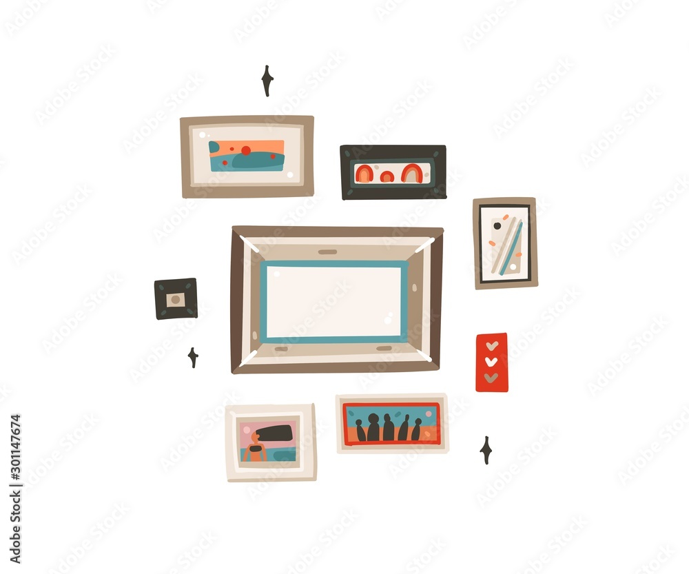 Hand drawn vector abstract cartoon modern graphic frames pictures collection set illustrations art isolated on white background Hand drawn vector abstract cartoon modern graphic frames pictures collection set illustrations art isolated on white background