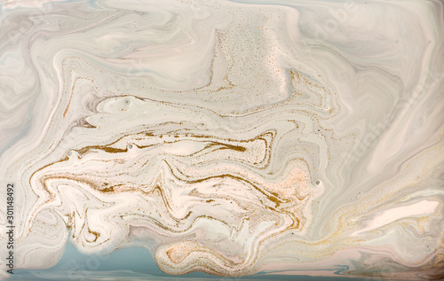 Wallpaper Mural Pastel marble pattern with golden glitter. Abstract liquid background Torontodigital.ca