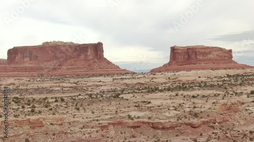 Monitor and Merrimac Buttes Aerial Shot Near Arches National Park Utah photo