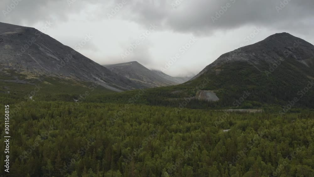 Aerial view of the mountains. low cloud. dark gloomy atmosphere Aerial view of the mountains. low cloud. dark gloomy atmosphere