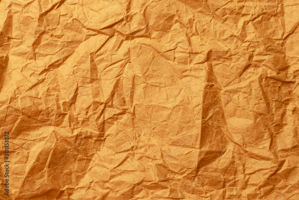 Damaged yellow paper. Orange crumpled sheet. Packaging. Rough texture  background. Stock Photo | Adobe Stock